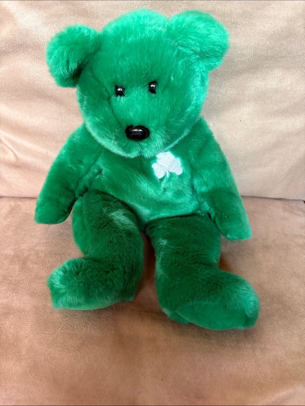 Plush Green Teddy Bear Stuffed Toy for Kids/ TY Erin the Bear